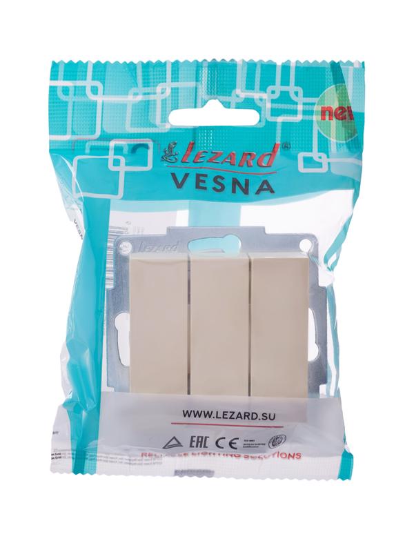 выключатель 3-кл. сп vesna механизм крем. lezard 742-0388-109 от BTSprom.by