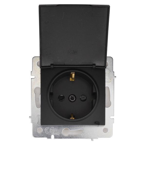 розетка 1-м сп asti 16а ip44 с заземл. с крышкой пбт механизм черн. lezard 7081-4288-123bipch от BTSprom.by