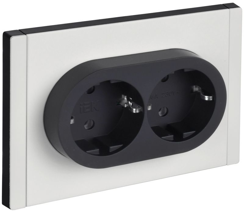 розетка 2-м сп forte&piano fp224m 16а ip20 с заземл. без защ. шторок безвинтовое крепление бел. iek fp-r21-16-1-m-k01 от BTSprom.by
