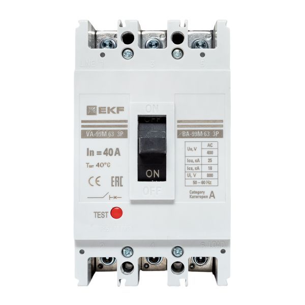  Выключатель автоматический 3п 63/40А 25кА ВА-99М PROxima EKF mccb99-63-40m фото в каталоге от BTSprom.by