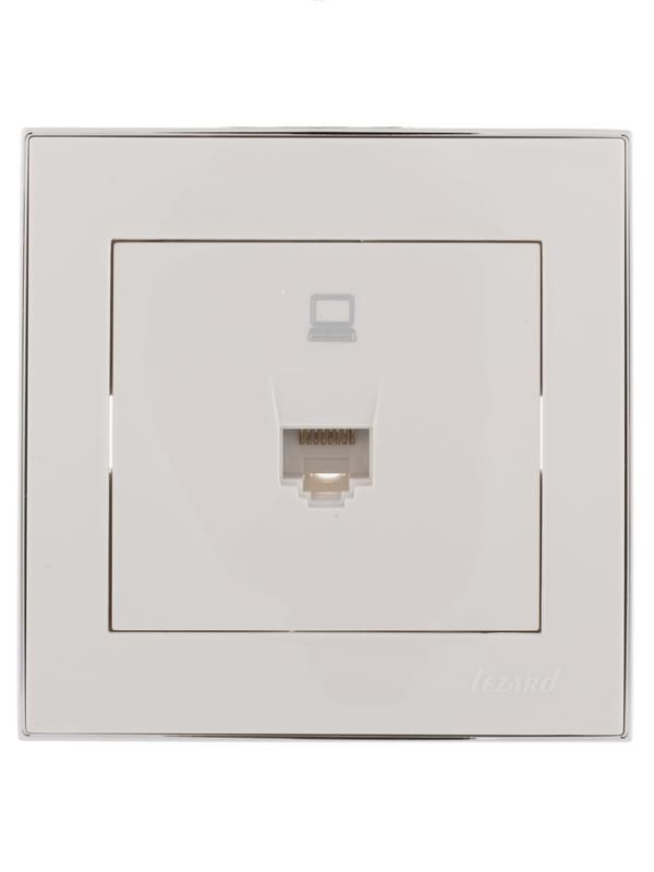 розетка компьютерная 1-м сп rain rj45 с хром. боковой вставкой бел. lezard 703-0225-139 от BTSprom.by