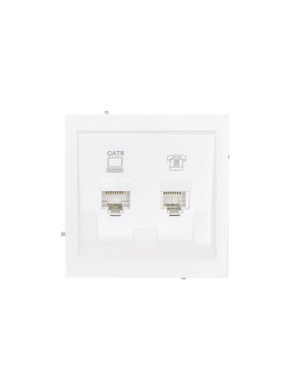 розетка 2-м estet ip20 rj45 + rg11 с модулем кат.6 механизм бел. lezard 745-0288-144 от BTSprom.by