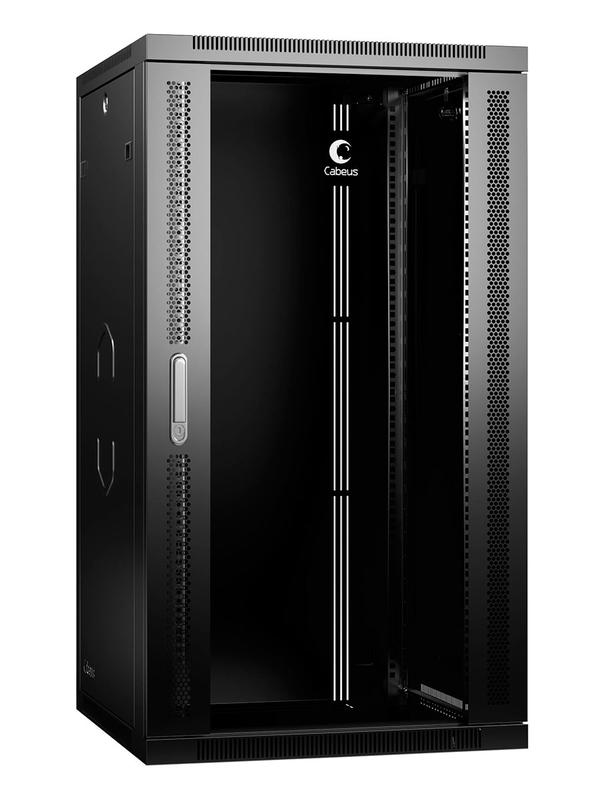 шкаф телекоммуникационный настенный sh-05f-22u60/60-bk 19дюйм 22u 600х600х1082мм дверь стекло черн. (ral 9004) cabeus 8586c от BTSprom.by