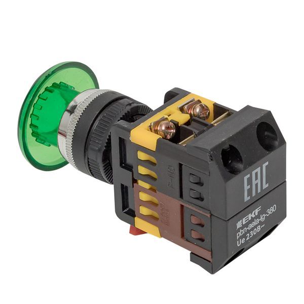  Кнопка "Грибок" AELA-22 NO+NC 380В с подсветкой зел. PROxima EKF pbn-aela-1g-380 фото в каталоге от BTSprom.by