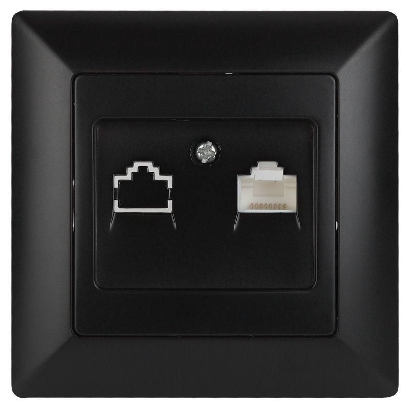 розетка компьютерная 1-м сп solo 4-303-05 rj45 антрацит intro б0043386 от BTSprom.by