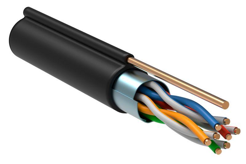 кабель витая пара f/utp кат.5e 4х2х24awg ldpe с метал. тросом 1.2мм черн. (305м) (м) itk lc3-c5e04-359 от BTSprom.by