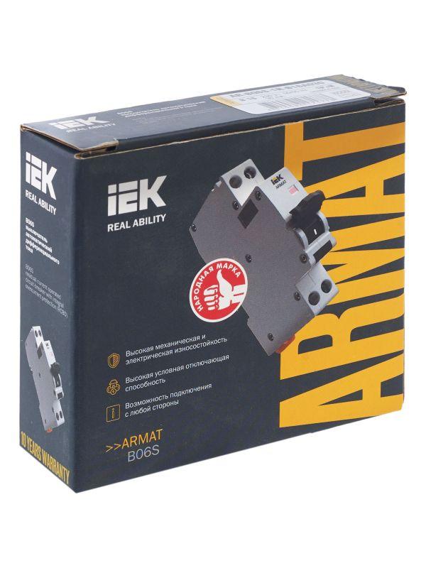  Выключатель автоматический дифференциального тока 2п (1P+N) B 16А 30мА тип A АВДТ B06S 18мм ARMAT IEK AR-B06S-1N-B16A030 фото в каталоге от BTSprom.by