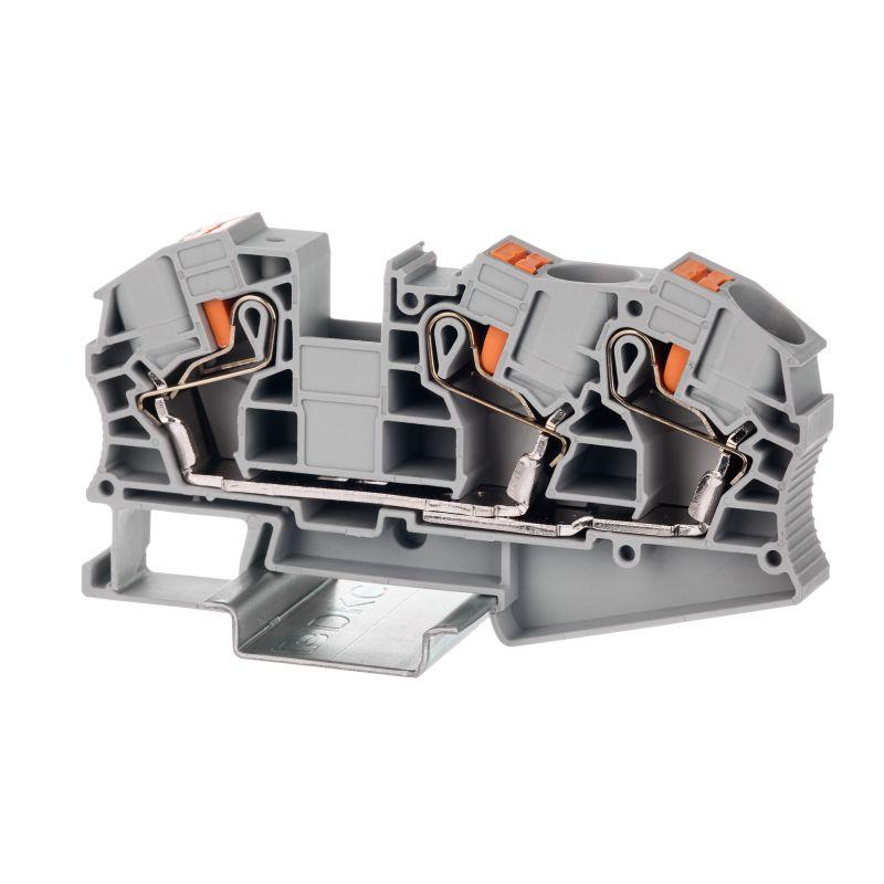 клемма проходная зажим push-in 3 точки подкл. 16кв.мм сер. dkc vpr-16-twin-gy от BTSprom.by