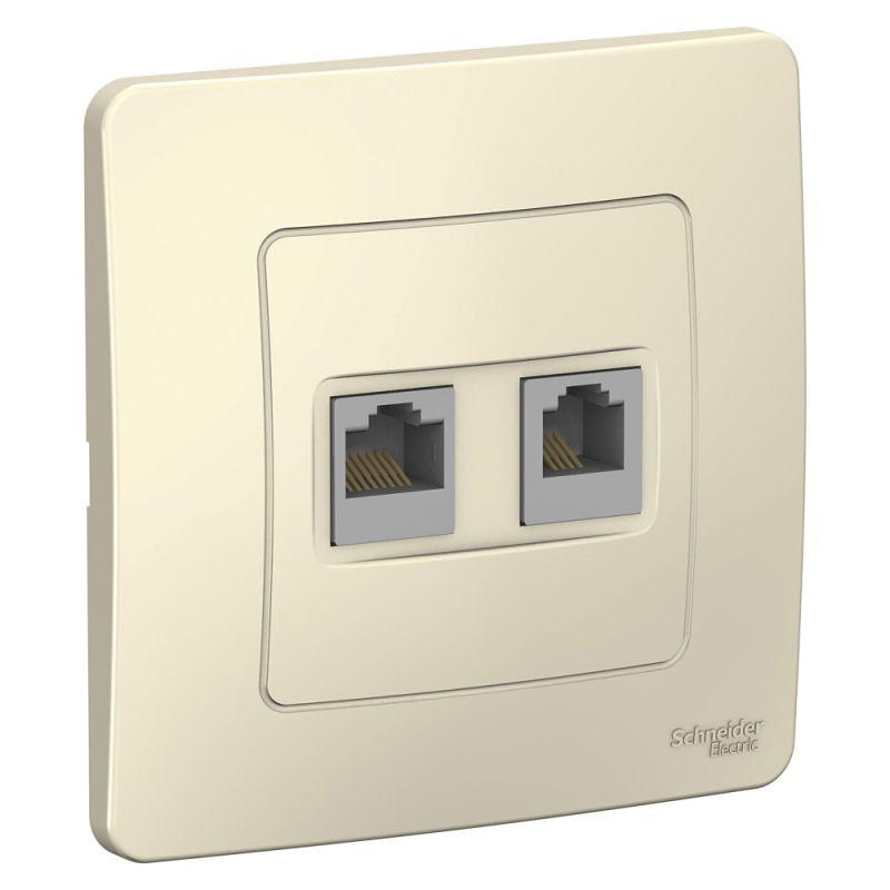 розетка компьютерная + телефонная 2-м сп blanca rj45 кат.5e + rj11 молочн. se blnis045112 от BTSprom.by