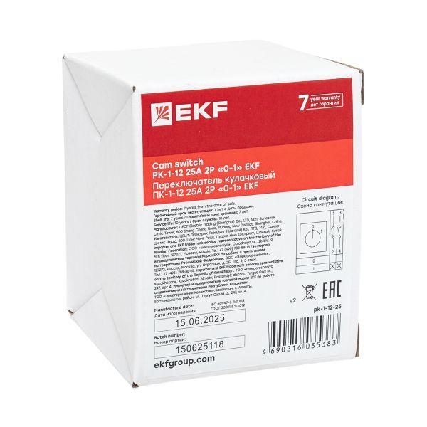  Переключатель кулачковый ПК-1-12 2П 25А "0-1" EKF pk-1-12-25 фото в каталоге от BTSprom.by