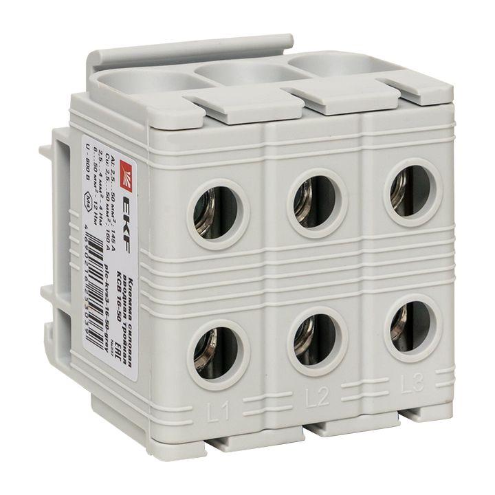 клемма силовая вводная тройная ксв 16-50кв.мм сер. proxima ekf plc-kvs3-16-50-grey от BTSprom.by