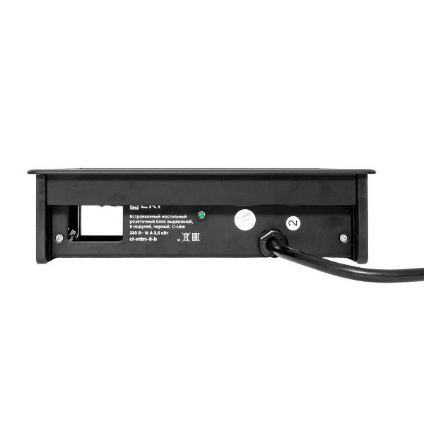  Блок розеточный встраиваемый настольный выдвижной 8 мод. черн. C-Line EKF cl-vnbv-8-b фото в каталоге от BTSprom.by