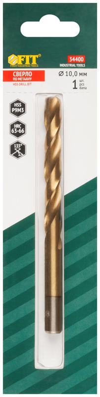  Сверло HSS по металлу титановое покрытие в блист. 10.0мм FIT 34400 фото в каталоге от BTSprom.by
