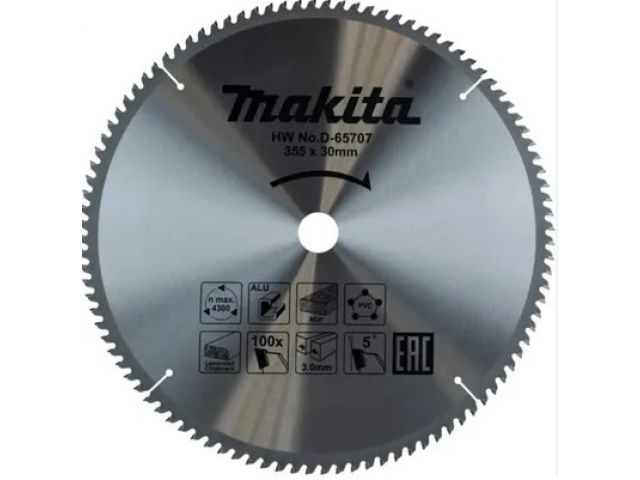 диск пильный 355х30 мм 100 зуб. по алюминию makita (твердоспл. зуб) d-65707 от BTSprom.by