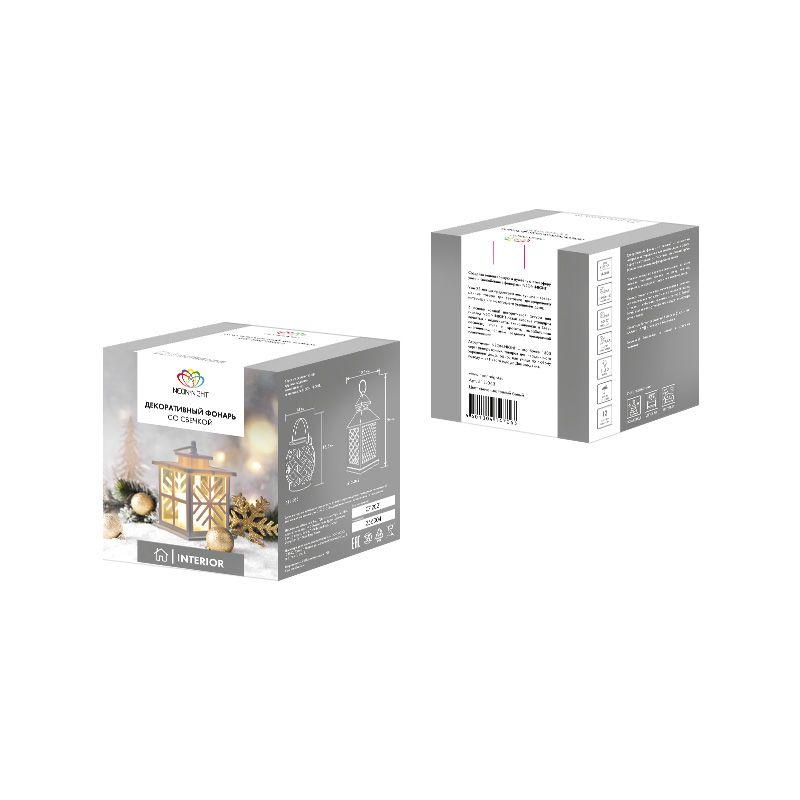 фонарь декоративный 12х12х18см тепл. бел. со свечкой со снежинкой корпус бел. neon-night 513-043 от BTSprom.by