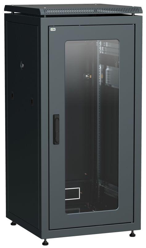 шкаф сетевой 19дюйм linea n 24u 600х800мм стекл. передн. дверь черн. itk ln05-24u68-g от BTSprom.by