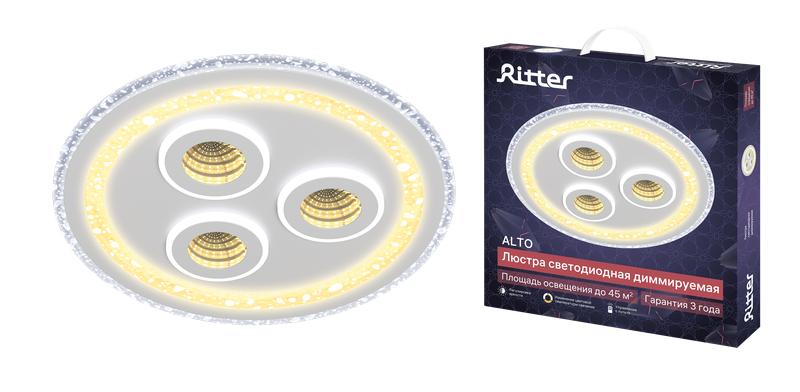 люстра светодиодная alto 120вт 470х50мм 45кв.м потолочная ду 3 режима диммир. бел. ritter 52307 3 от BTSprom.by