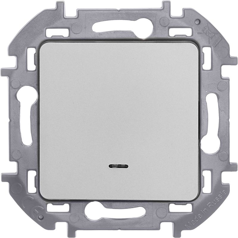  Выключатель 1-кл. Inspiria 10А IP20 250В 10AX с подсветкой/индикацией механизм алюм. IEK 673612 фото в каталоге от BTSprom.by