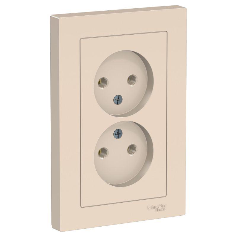розетка 2-м сп atlasdesign 16а ip20 без заземл. в сборе беж. se atn000220 от BTSprom.by