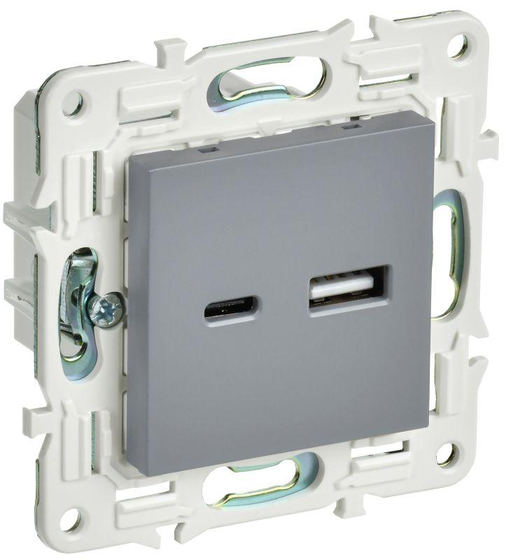 розетка usb a+c 3.1а skandy sk-r14gr сер. iek sk-u22-d31-k03 от BTSprom.by