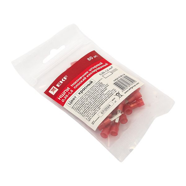  Наконечник штыревой плоский изолированный НШПИ 0.25-1.5 (уп.50шт) EKF nshpi-0.25-1.5 фото в каталоге от BTSprom.by