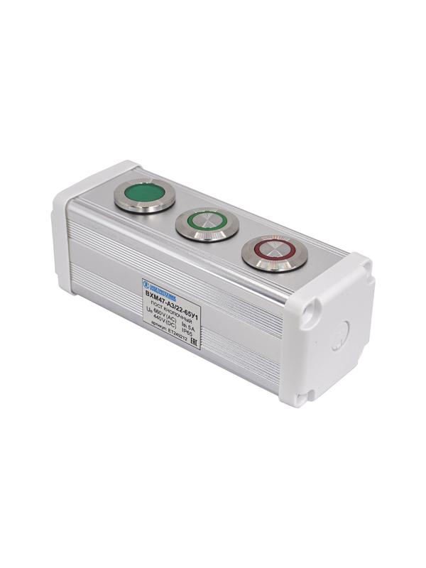 пост управления bxm47-a3/22-65у1 1 лампа 220в зел. + 1 цилиндрическая кнопка 1c1no1nc зел. + 1 цилиндрическая кнопка 1c1no1nc красн. электротехник et249212 от BTSprom.by