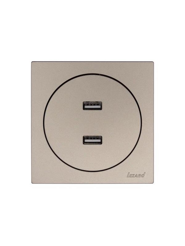  Розетка 2-м СП OSEN USB разъем механизм титан LEZARD 743-3788-192 фото в каталоге от BTSprom.by