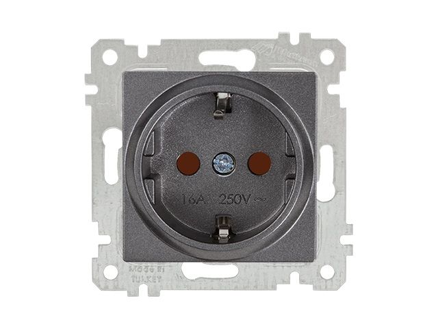 розетка 1-ая (скрытая, без рамки, с/з, шторки) дымчатая, rita, mutlusan (16 a, 250 v, ip 20) 2200 605 0295 от BTSprom.by