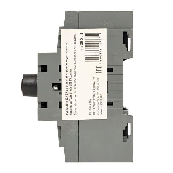  Рубильник 3п 80А с рукояткой управления для прямой установки TwinBlock PROxima EKF tb-80-3p-f фото в каталоге от BTSprom.by