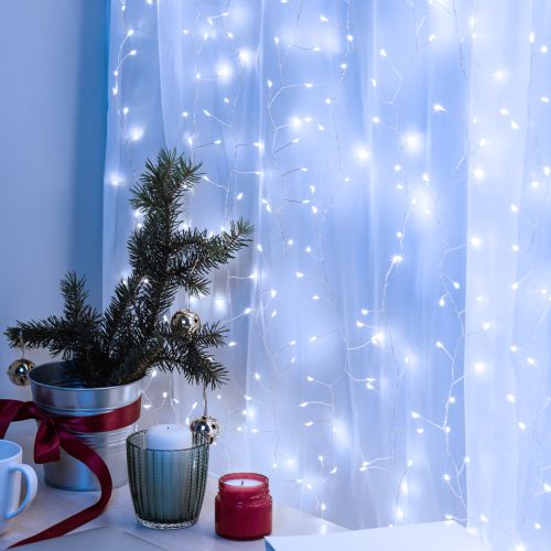  Гирлянда светодиодная "Занавес Роса-мишура" 3х2м 800microLED холод. бел. IP20 ENIZ-800H Эра Б0060420 фото в каталоге от BTSprom.by
