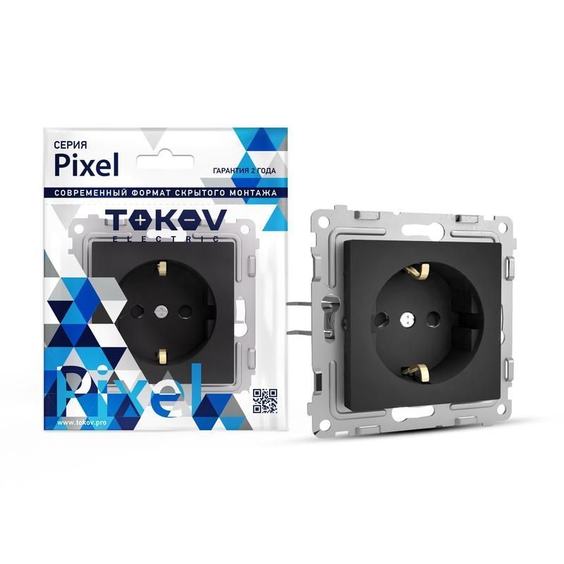 розетка 1-м сп pixel 16а ip20 с заземл. механизм карбон tokov electric tke-px-r1z-c14 от BTSprom.by