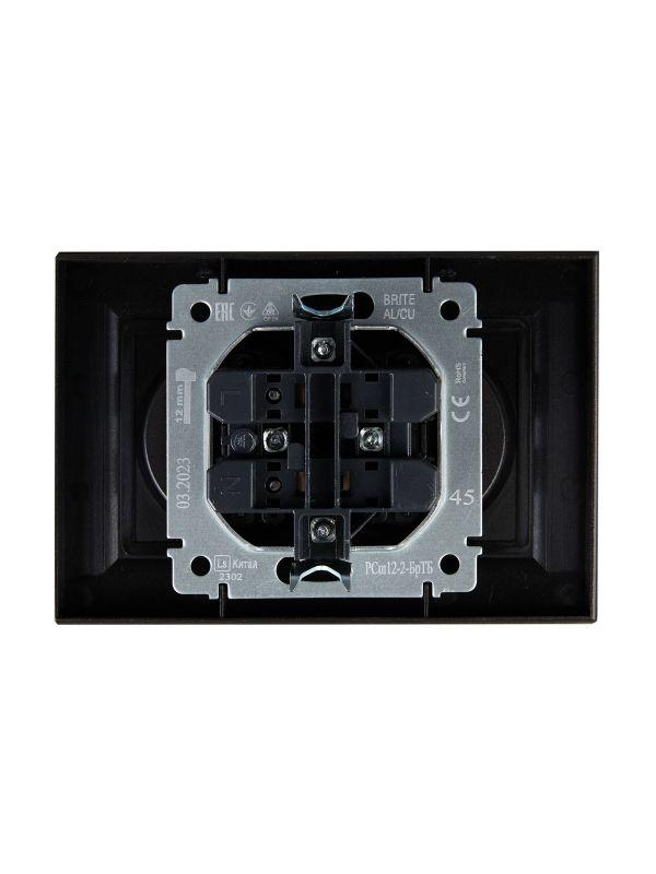  Розетка 2-м СП BRITE РСш12-2-БрТБ 10А в сборе без заземл. защ. шторки бр. IEK BR-R23-10-K45-F фото в каталоге от BTSprom.by