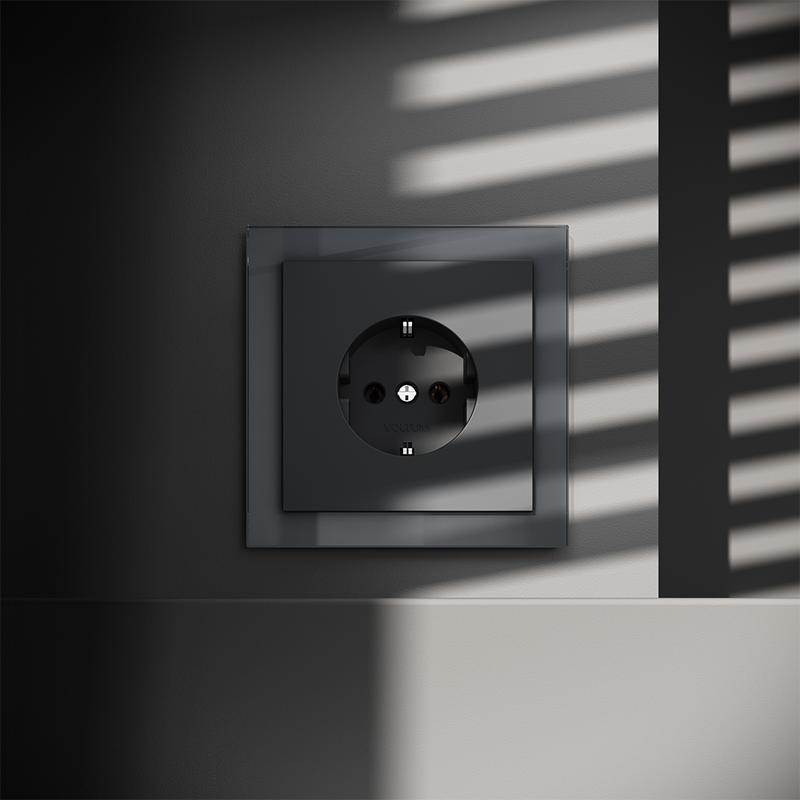  Розетка 1-м СП S70 16А с заземл. механизм графит Voltum VLS040107 фото в каталоге от BTSprom.by