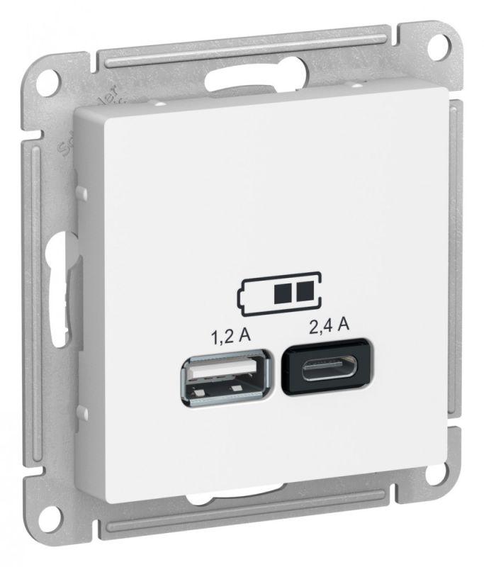 розетка usb atlasdesign тип a+c 5в/2.4а 2х5в/1.2а механизм бел. se atn000139 от BTSprom.by
