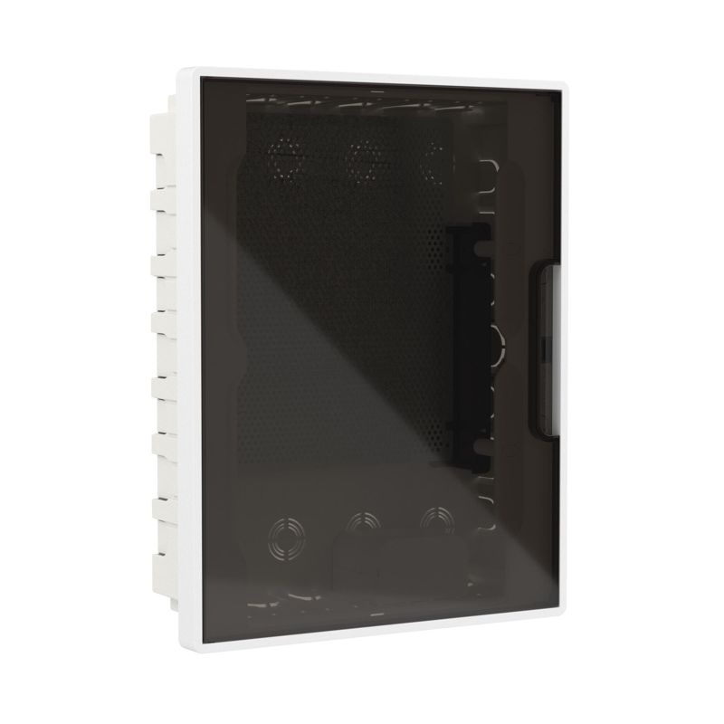 щиток встраиваемый фрейм (frame) 24мод. слаботочный с тонированной дверцей с монтажн. платой в комплекте с 1 розеткой viva (арт. 45005) и 1 коробкой pdd (арт. 10033) бел. dkc f24b4wd от BTSprom.by