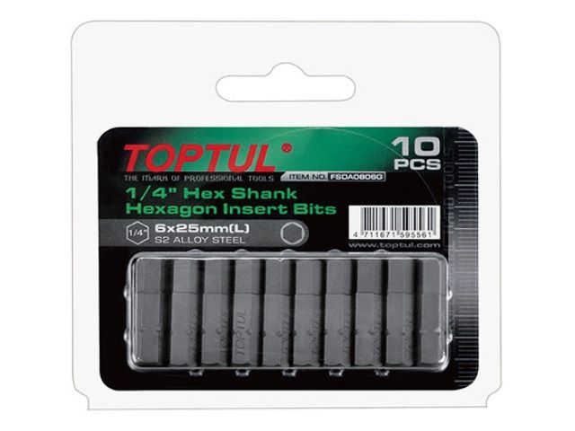 насадка шестигранник 4мм 1/4" 10шт блистер toptul fsda0804g от BTSprom.by