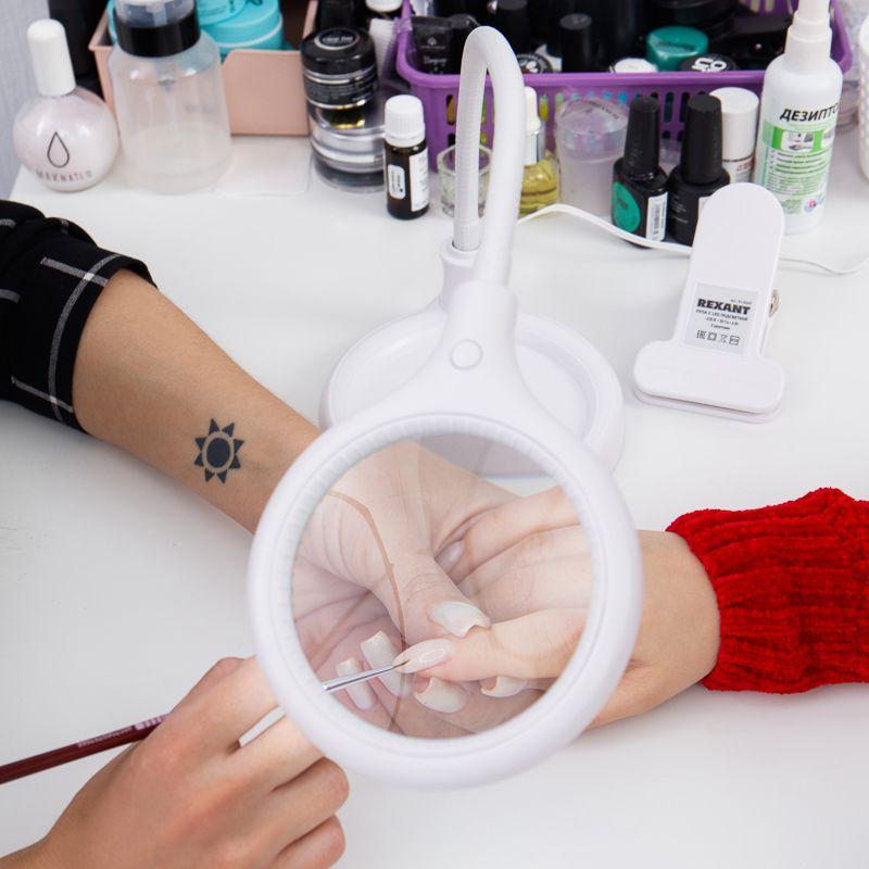  Лупа настольная малая 3Х с подсветкой 30 LED (подставка + прищепка) бел. REXANT 31-0247 фото в каталоге от BTSprom.by