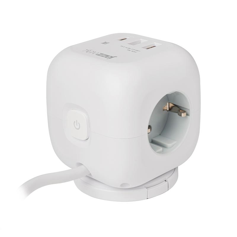 удлинитель 3х1.5м с заземл. 2хusb typea + 1х typec с выкл. на поворотн. подставке ec-03u-150-wh пвс 3х1 бел. jazzway 5060616 от BTSprom.by
