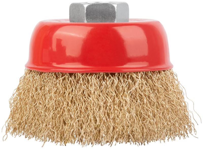  Корщетка чашечная гайка М14 стальная латунированная волнистая проволока 75мм КУРС 39037 фото в каталоге от BTSprom.by