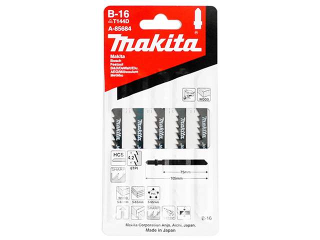 пилка лобзиковая для дерева в-16 (уп.5шт) makita a-85684 от BTSprom.by