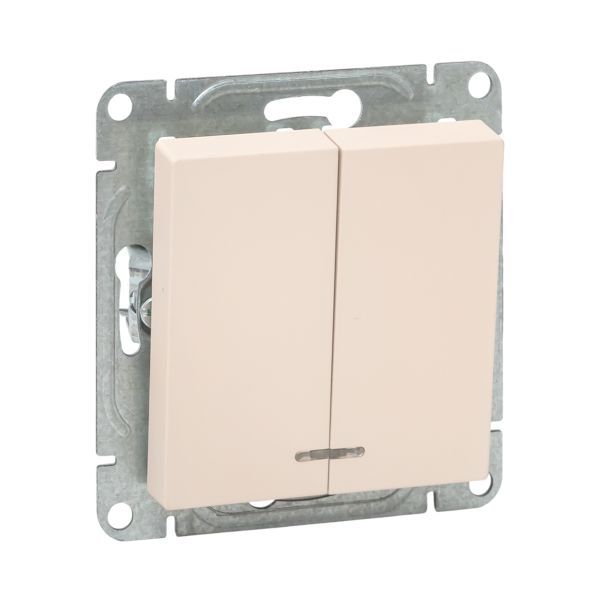 выключатель 2-кл. сп эпика с подсветкой механизм крем. ekf up1-swi-24 от BTSprom.by