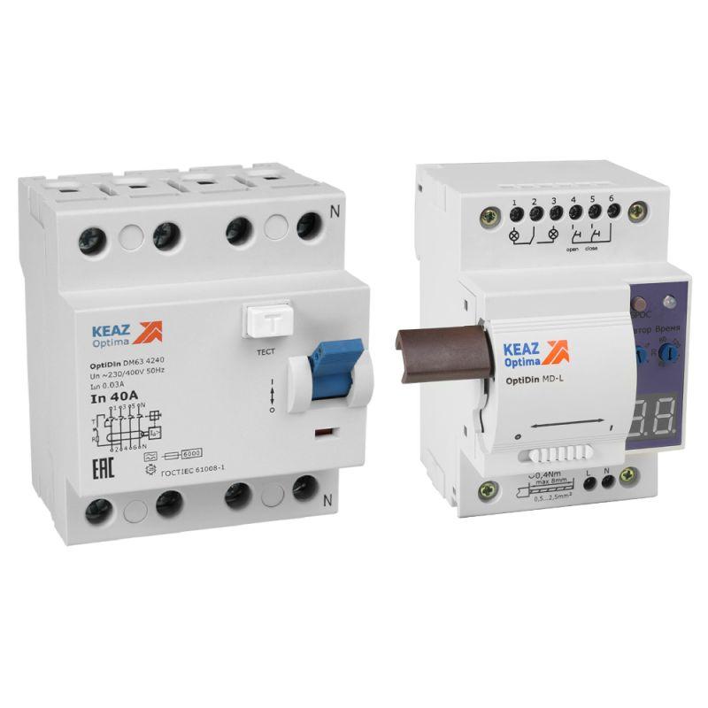 моторпривод optidin md-l-ухл4 + вдт без защиты от сверхтоков optidin dm63-4225-aс-ухл4 (4p 25 30ma) кэаз 361845 от BTSprom.by