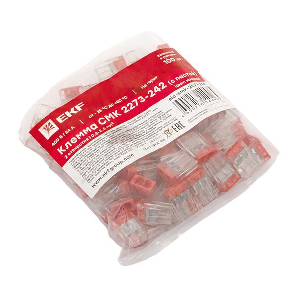  Клемма строительно-монтажная СМК 2273-242 2-проводная 0.5-2.5кв.мм с пастой (уп.100шт) PROxima EKF plc-smk-2273-242 фото в каталоге от BTSprom.by