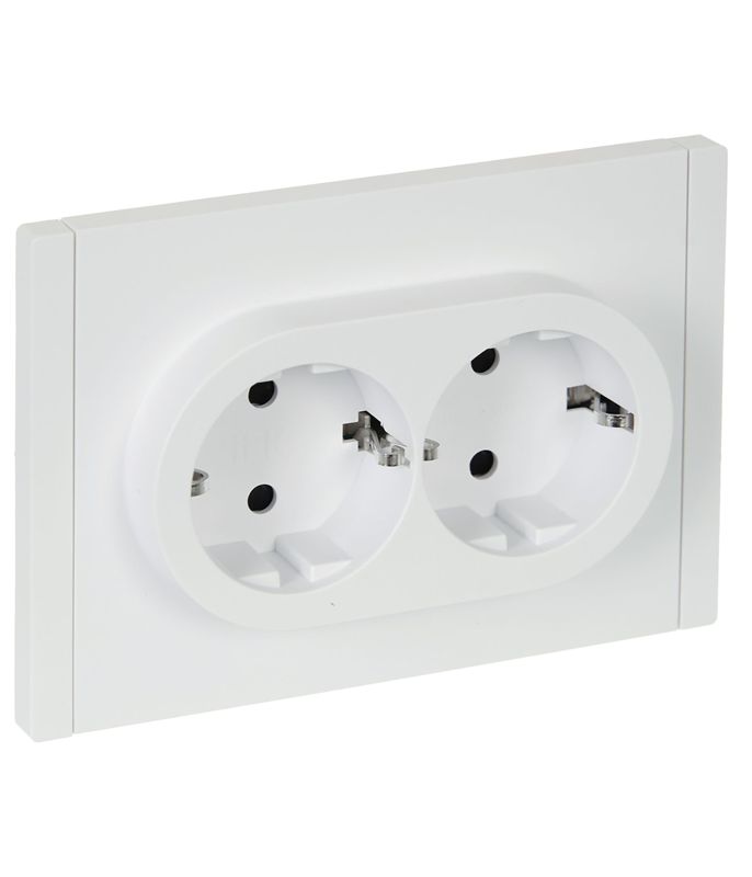 розетка 2-м сп forte&piano fp223 16а с заземл. защ. шторки безвинт. крепл. бел. iek fp-r24-16-1-k01 от BTSprom.by