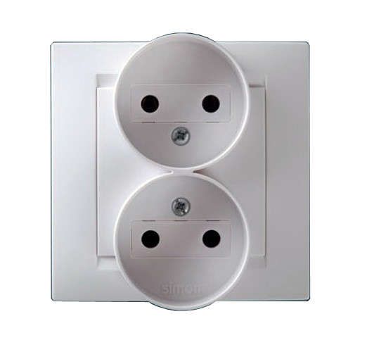 розетка 2-м сп simon15 16а ip20 250в без заземл. винт. клеммы бел. simon 1590457-030 от BTSprom.by