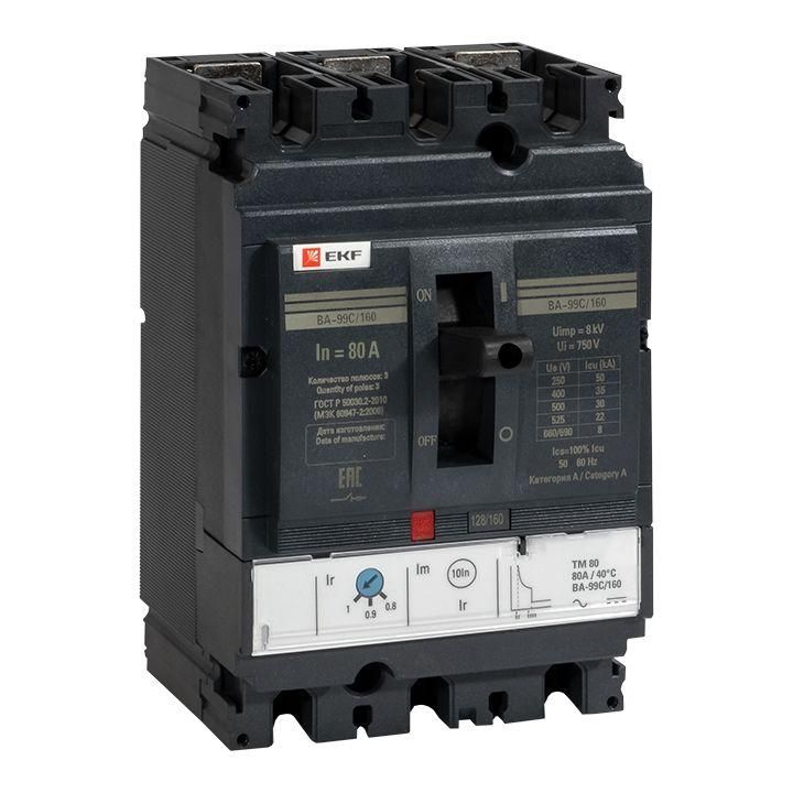 выключатель автоматический 3п 160/80а 36ка ва-99c compact ns proxima ekf mccb99c-160-80 от BTSprom.by