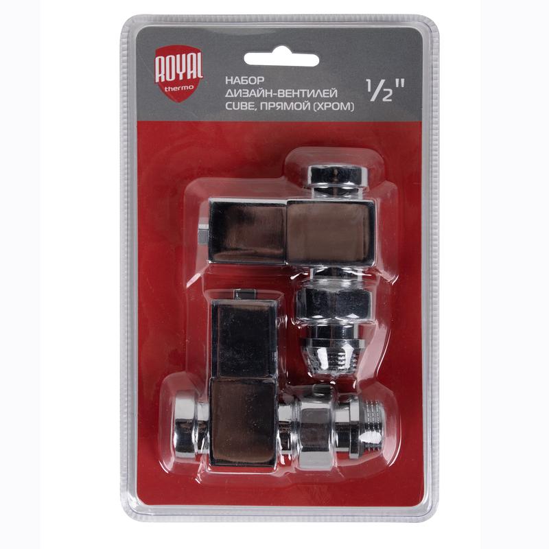  Набор дизайн-вентилей CUBE прямой 1/2дюйм хром Royal Thermo НС-1193189 фото в каталоге от BTSprom.by