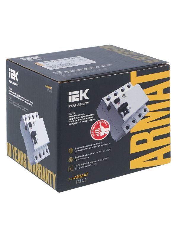  Выключатель дифференциального тока (УЗО) 4п 40А 30мА тип A ВДТ R10N ARMAT IEK AR-R10N-4-040A030 фото в каталоге от BTSprom.by