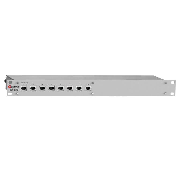 блок защиты 8-ми информационных портов ethernet с питанием poe со схемой питания по варианту а или по варианту в стандарта ieee 802.3at бзл-еп8 тахион 20102 от BTSprom.by