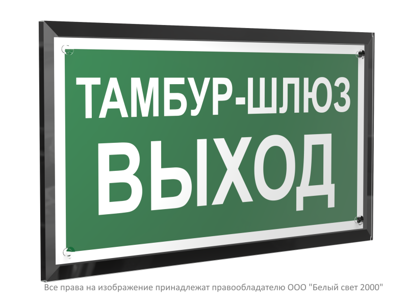 знак безопасности pt-32178-black.e42 "тамбур-шлюз выход " белый свет a32725 от BTSprom.by